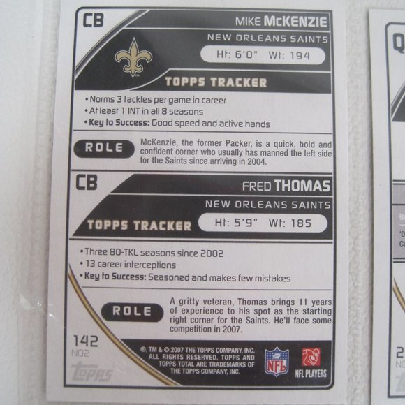 Lot of 10 New Orleans Saints NFL Player Cards - Picture 10 of 12